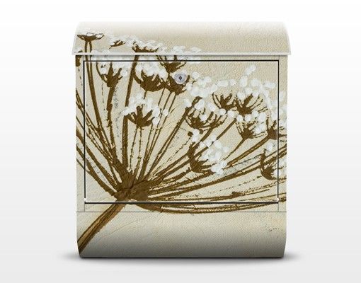 Briefkasten Vintage - Wildflower - Briefkasten Beige mit Zeitungsrolle