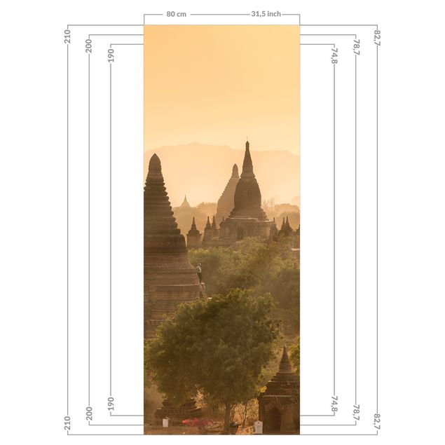 Duschrückwand - Sonnenuntergang über Bagan
