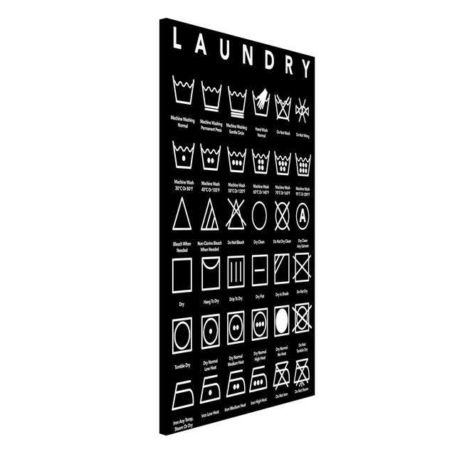 Magnettafel - Laundry Symbole Schwarz-Weiß - Hochformat 3:4