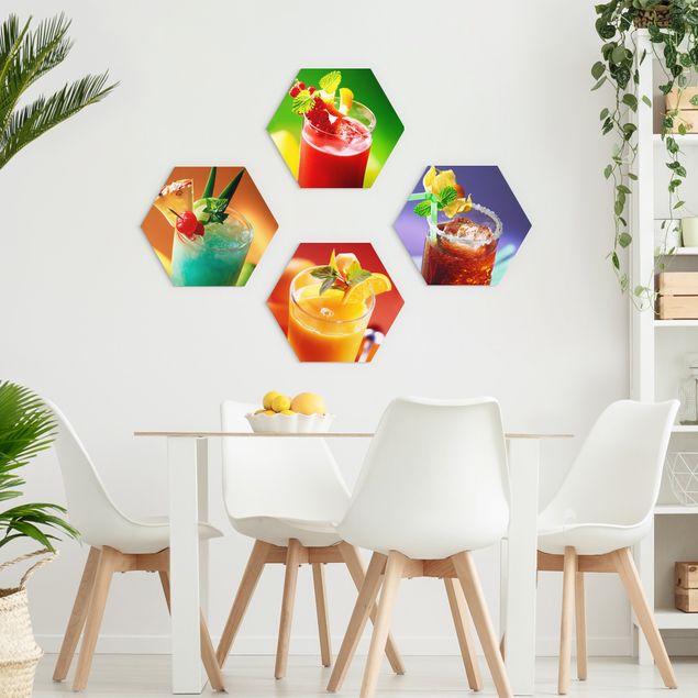 Hexagon-Bilder Bunte Cocktails