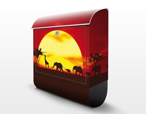 Briefkasten mit Zeitungsfach - No.CG80 Sunset Caravan - Hausbriefkasten Rot