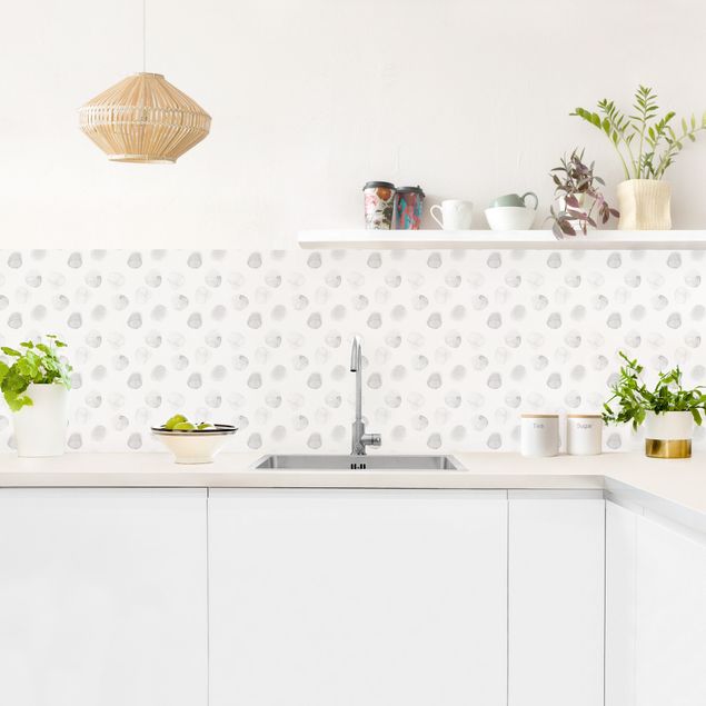 Küche Wandpaneel Aquarell Punkte Grau I