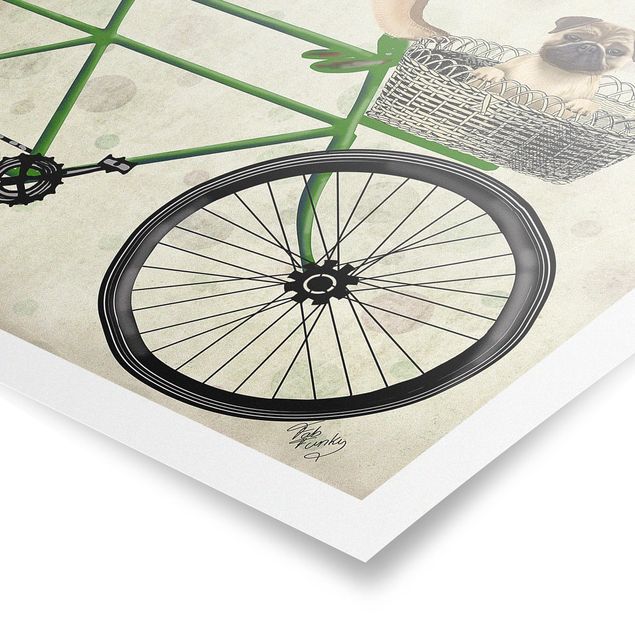 Poster Radtour - Möpse auf Fahrrad