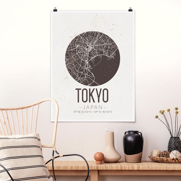 Riesenposter XXL Stadtplan Tokyo - Retro