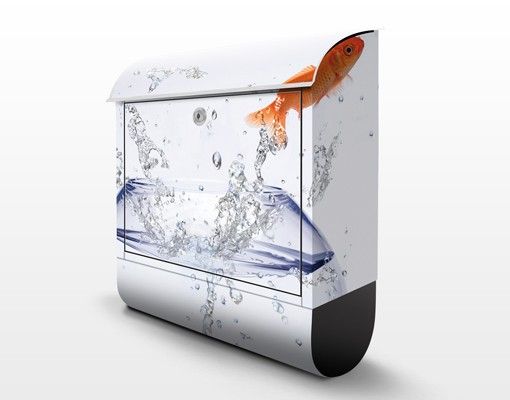 Briefkasten mit Zeitungsfach - One Flying Goldfish - Briefkasten mit Tiermotiv