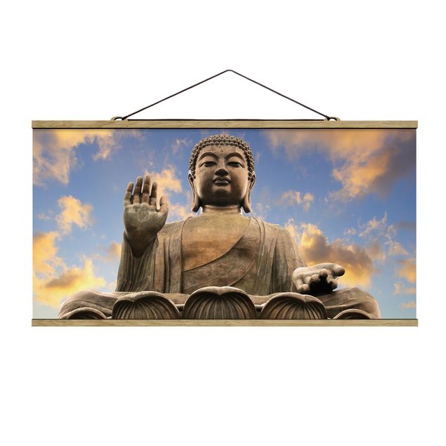 Stoffbild mit Posterleisten - Großer Buddha - Querformat 2:1