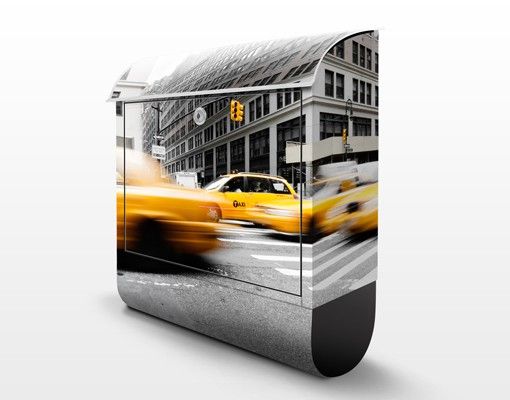 Briefkasten mit Zeitungsfach - Rasantes New York - Wandbriefkasten Grau