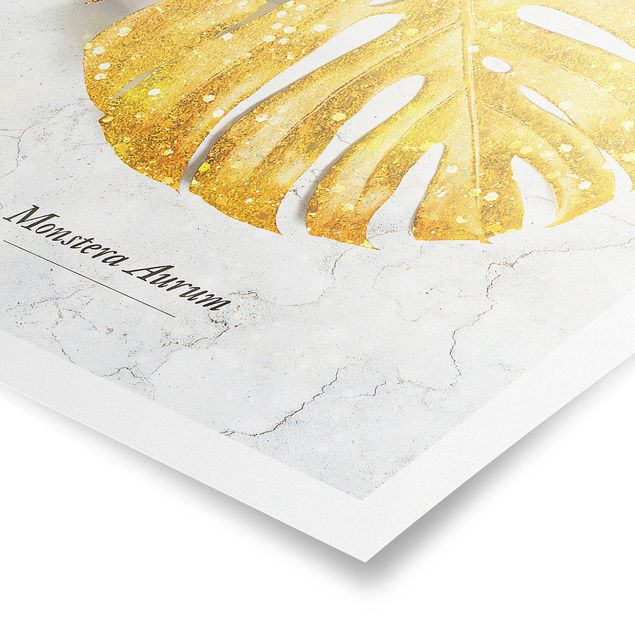 Poster - Gold - Monstera Aurum - Hochformat 4:3