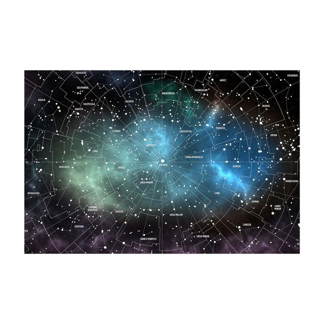 Teppich Weltkarte Sternbilder Karte Galaxienebel