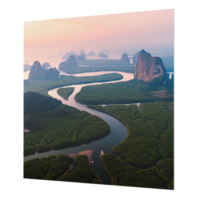 Spritzschutz - Flusslandschaft in Thailand - Quadrat 1:1
