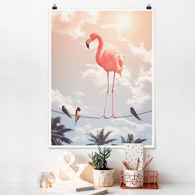 Riesenposter XXL Himmel mit Flamingo