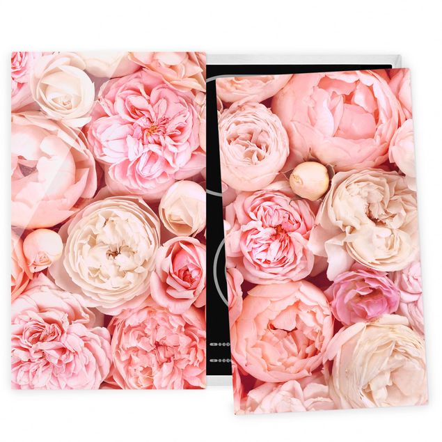 Herdabdeckplatten Blumen Rosen Rosé Koralle Shabby