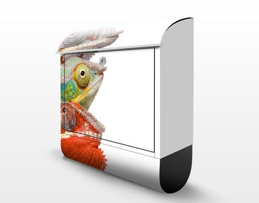 Briefkasten mit Zeitungsfach - Colorful Chameleon - Briefkasten mit Tiermotiv