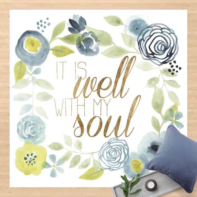 Teppich für Balkon Blumenkranz mit Spruch - Soul