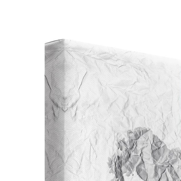 Leinwandbild 3-teilig - Papier Weltkarte Weiß Grau - Tryptichon