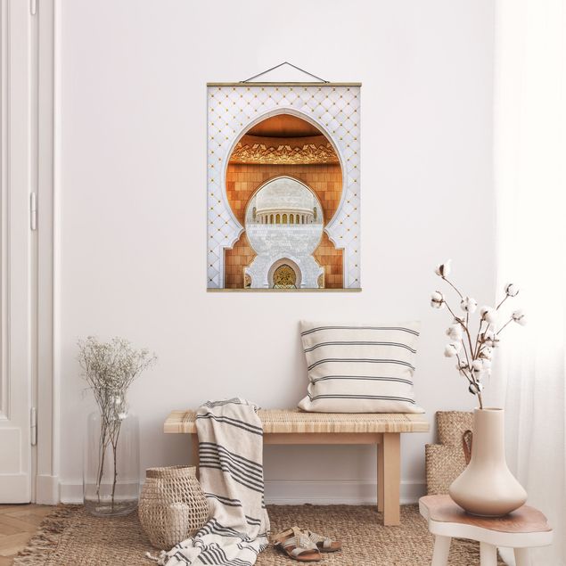 Stoffbild mit Posterleisten - Tor der Moschee - Hochformat 3:4