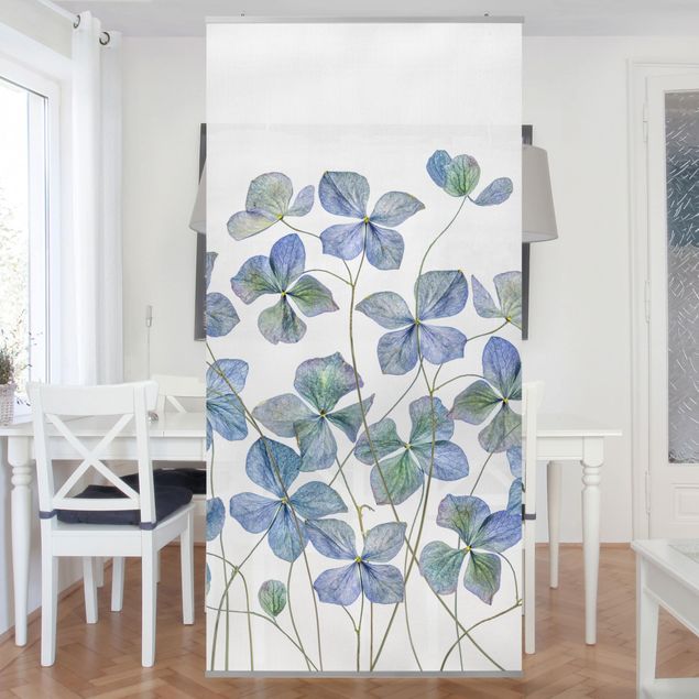 Raumteiler Blumen Blaue Hortensienblüten