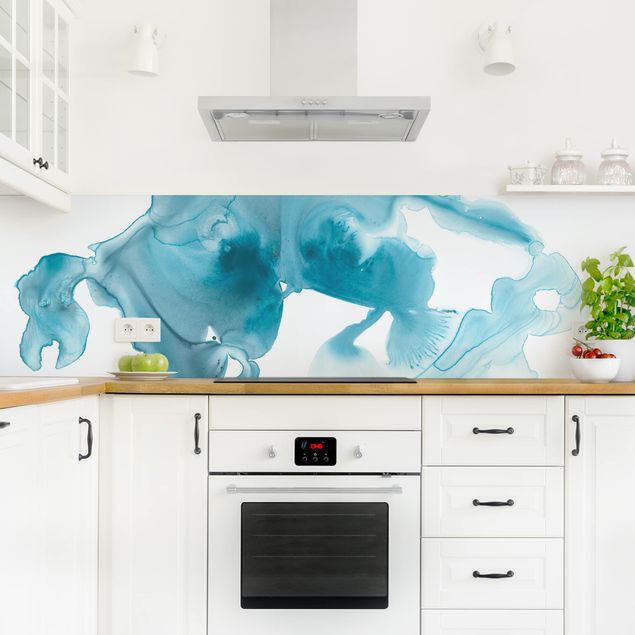 Wandpaneele Küche Aquamarin im Dunst II