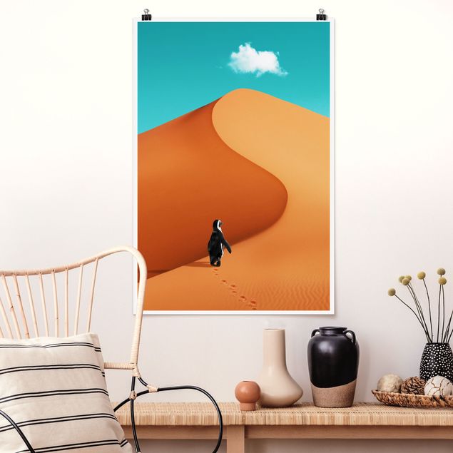 XXL Poster Wüste mit Pinguin