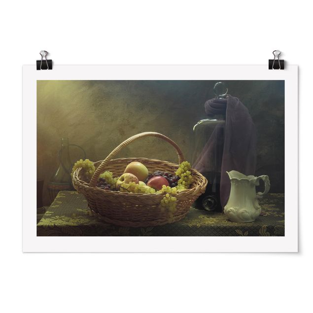 Poster Stillleben mit Obstkorb
