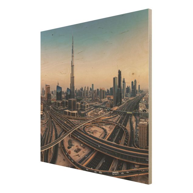 Holzbild - Abendstimmung in Dubai - Quadrat 1:1