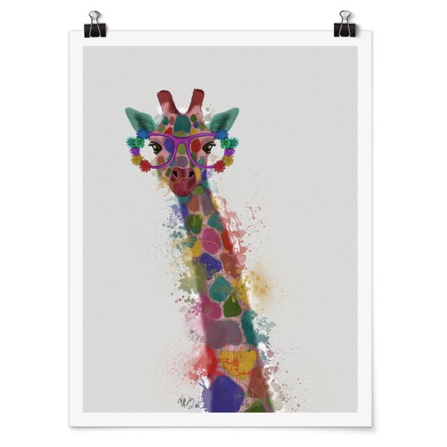 Wandbilder Regenbogen Splash Giraffe
