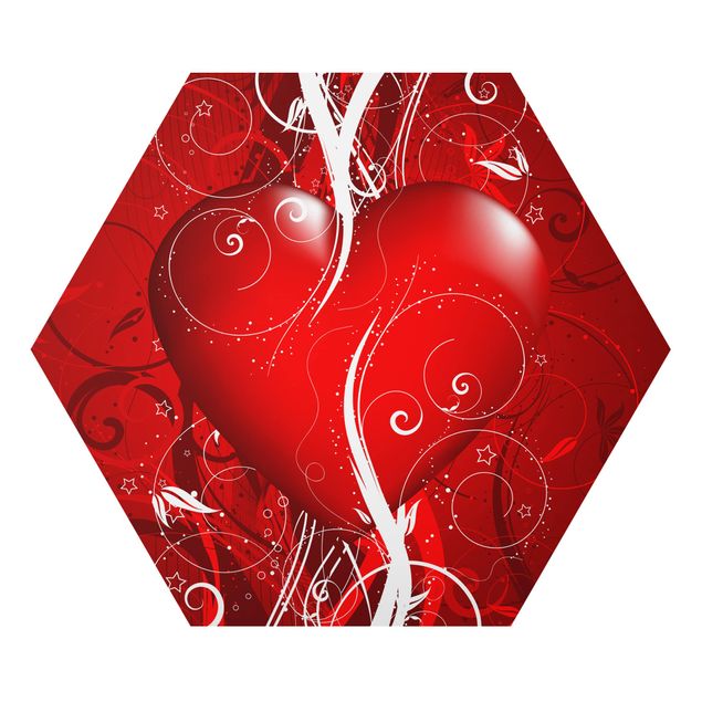 Hexagon Bild Alu-Dibond - Floral Heart