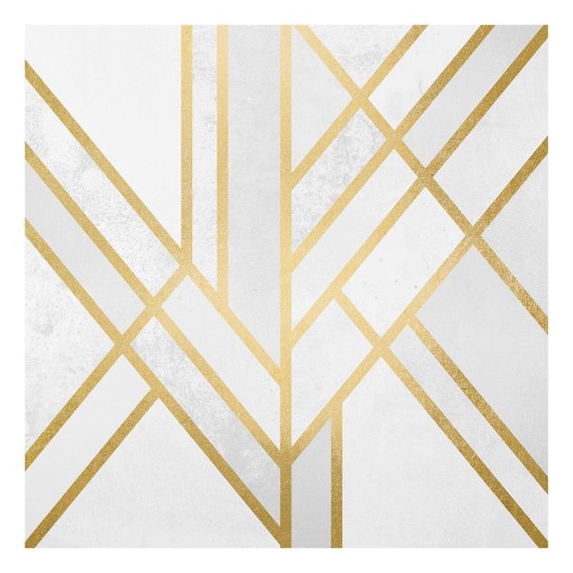 Fredriksson Poster Art Deco Geometrie Weiß Gold