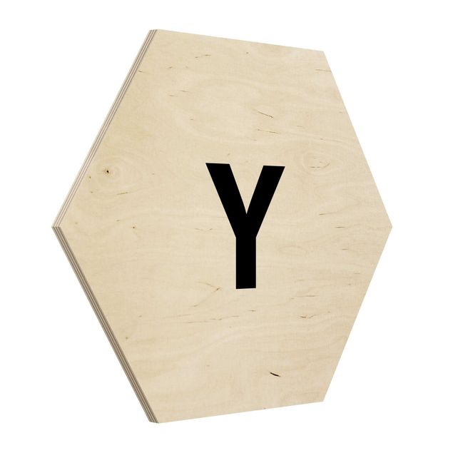 Hexagon Bild Holz - Buchstabe Weiß Y