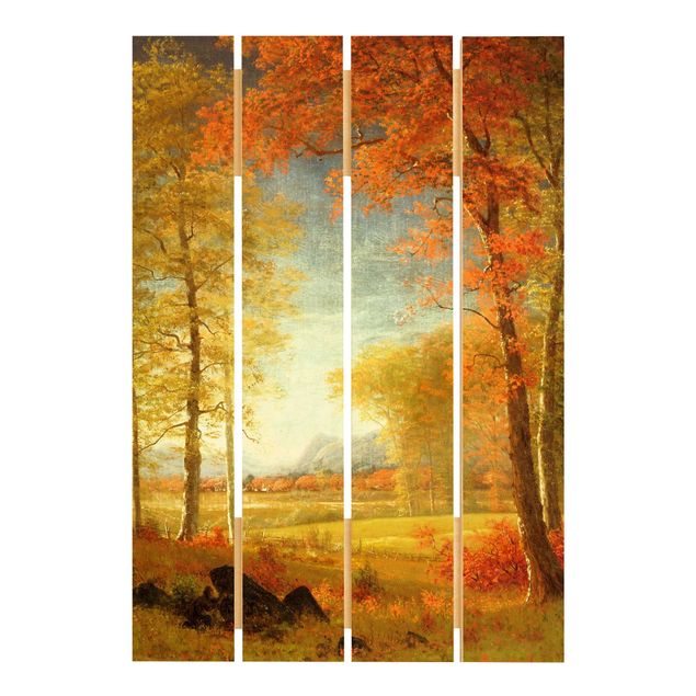 Holzbild - Albert Bierstadt - Herbst in Oneida County, New York - Hochformat 3:2
