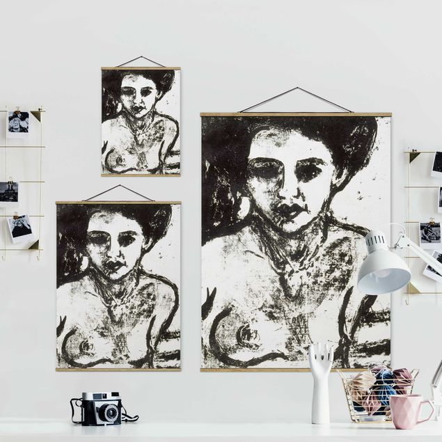 Stoffbild mit Posterleisten - Ernst Ludwig Kirchner - Artistenkind - Hochformat 3:4