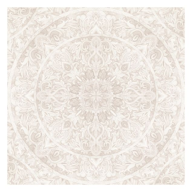 Fototapete - Mandala Aquarell Ornament beige - Fototapete Quadrat