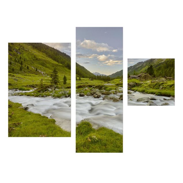 Leinwandbild 3-teilig - Alpenwiese Tirol - Collage 1
