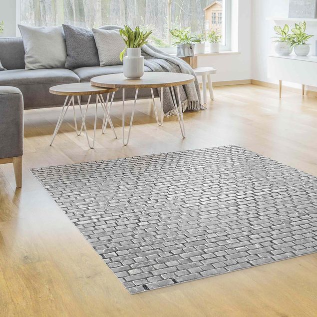 Moderne Teppiche Backstein Ziegeltapete schwarz weiß