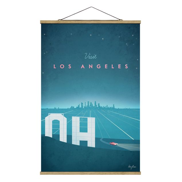 Stoffbild mit Posterleisten - Reiseposter - Los Angeles - Hochformat 2:3