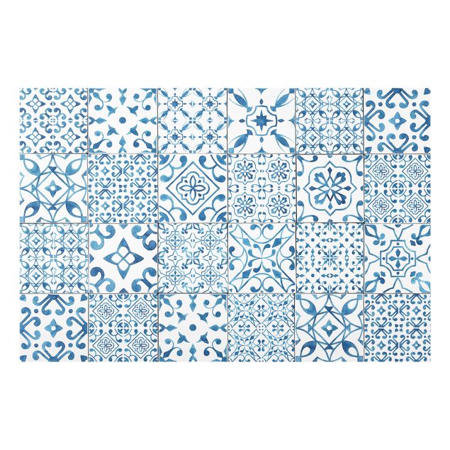 Spritzschutz Glas - Musterfliesen Blau Weiß - Querformat - 3:2