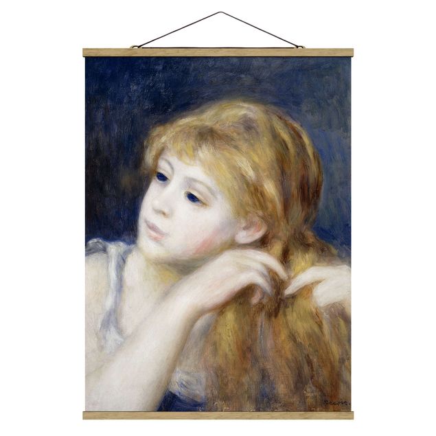 Stoffbilder mit Posterleisten Auguste Renoir - Kopf eines Mädchens