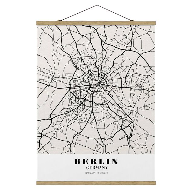 Stoffbild mit Posterleisten - Stadtplan Berlin - Klassik - Hochformat 3:4
