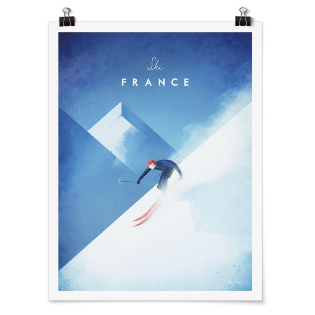 Städteposter Reiseposter - Ski in Frankreich