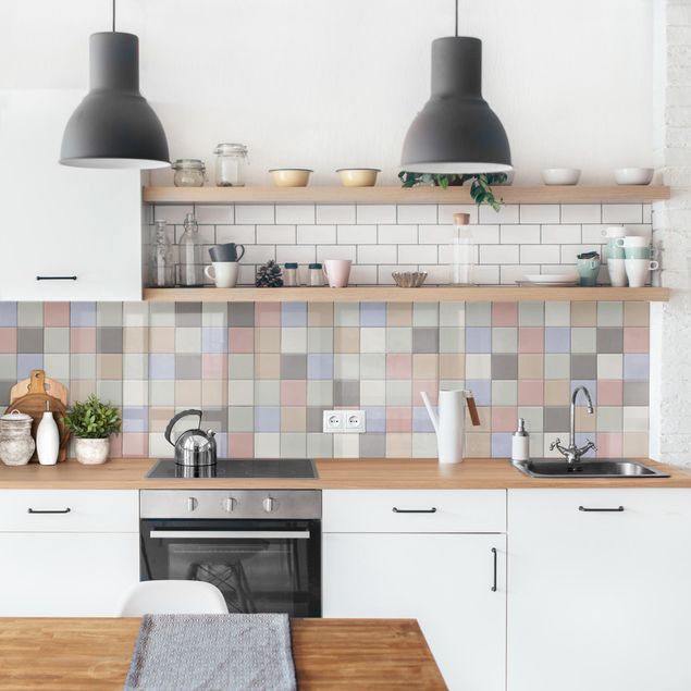 Küche Wandpaneel Mosaik Fliesen - Shabby Bunt