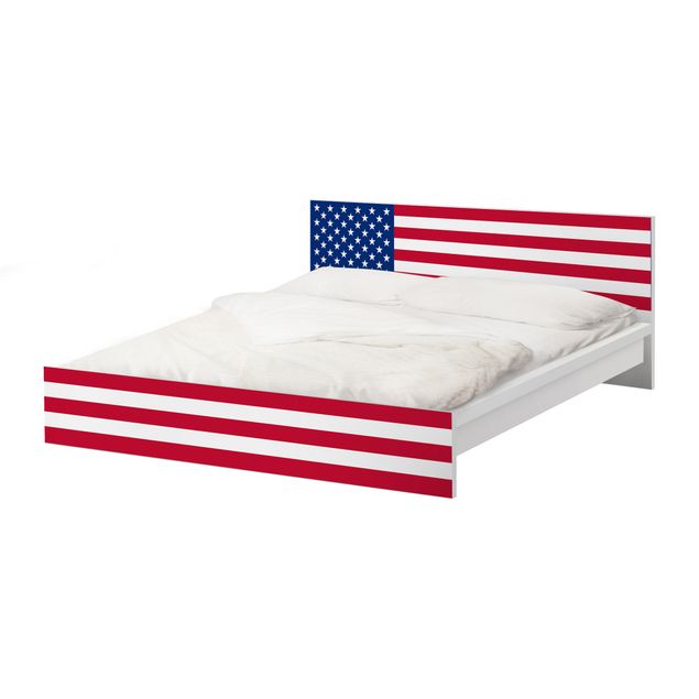 Möbelfolie für IKEA Malm Bett niedrig 180x200cm - Klebefolie Flag of America 1