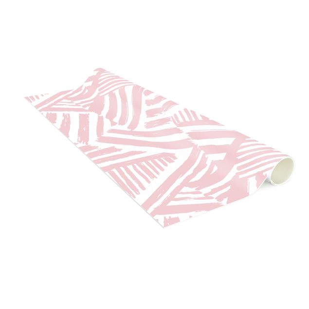 Teppich rosa Zackige Streifen in Zartrosa