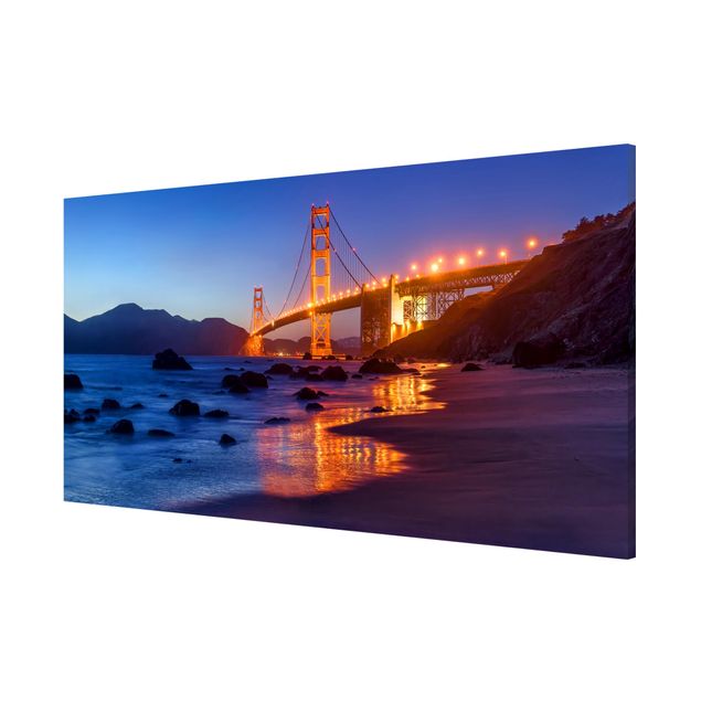 Magnettafel - Golden Gate Bridge am Abend - Panorama Querformat