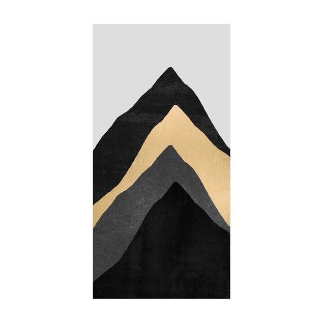Teppich abstrakt Goldener Berg Schwarz Weiß