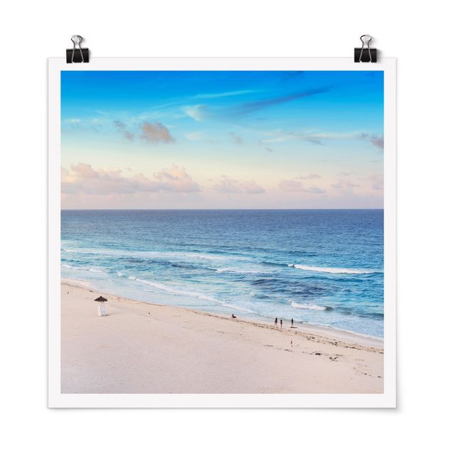 Poster - Cancun Ozean Sonnenuntergang - Quadrat 1:1