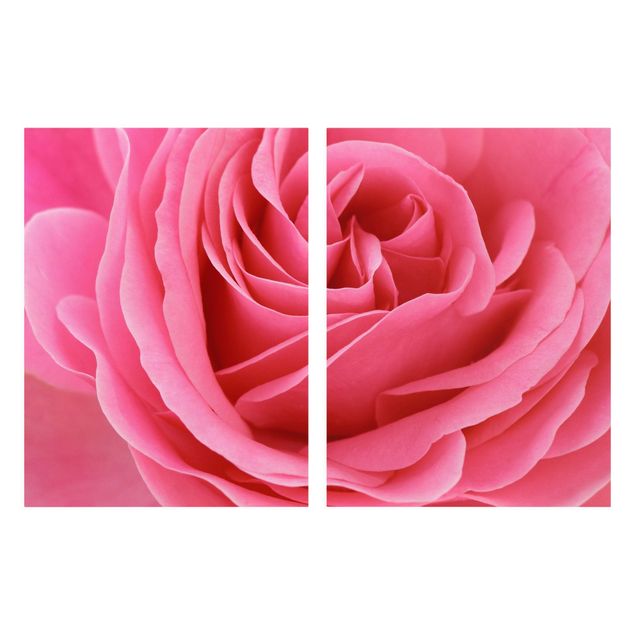 Leinwandbild 2-teilig - Lustful Pink Rose - Hoch 3:4