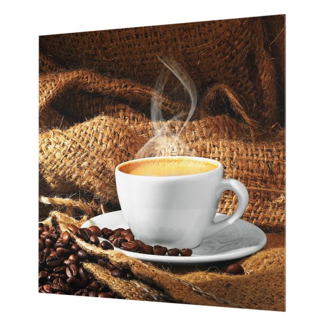Glas Spritzschutz - Kaffee am Morgen - Quadrat - 1:1