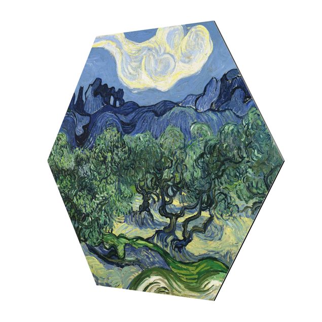 Hexagon Bild Alu-Dibond - Vincent van Gogh - Olivenbäume