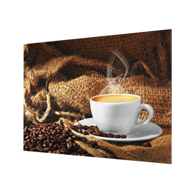 Glas Spritzschutz - Kaffee am Morgen - Querformat - 4:3