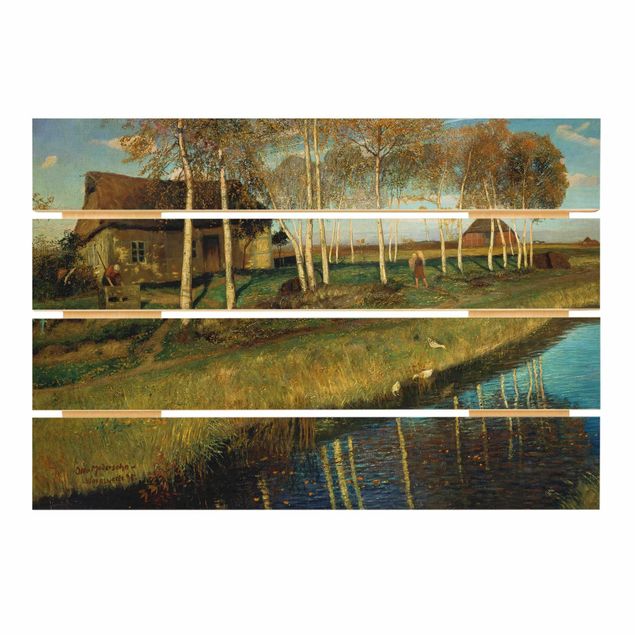 Holzbilder Otto Modersohn - Herbstmorgen am Moorkanal